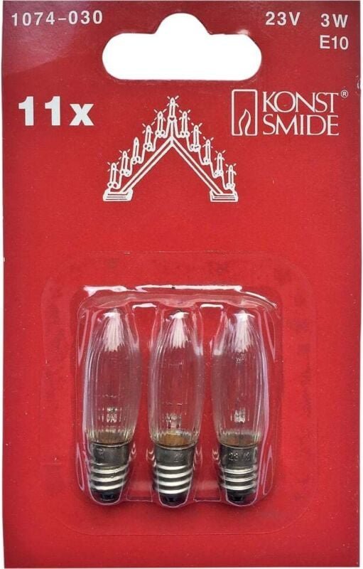 1074-030 Top-Kerze 3 St. E10 23 v Klar - Konstsmide