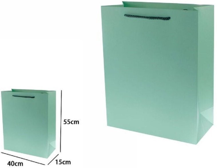 Trade Shop Traesio - Trade Shop - 3er Set Geschenktüten Beutel 55x40x15cm 69910 Grün mit Kordelgriff -