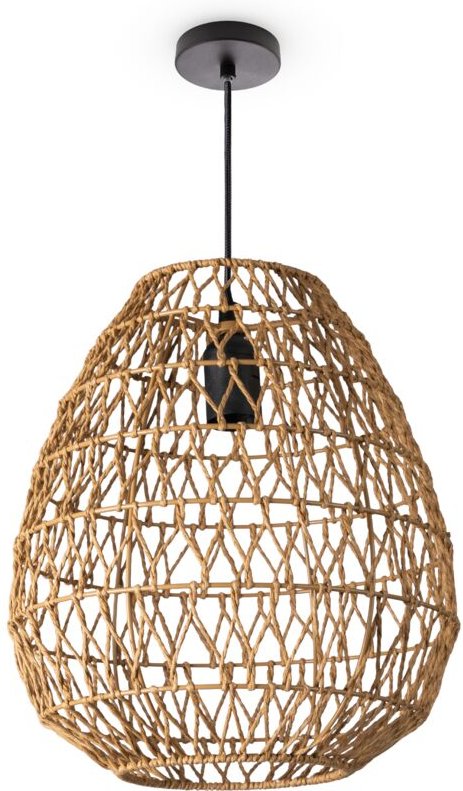 Thumbnail - Paco Home Hängeleuchte Bambus Esszimmer Korblampe Hängend Pendellampe Papier Gras Boho E27 Natur (Ø30cm), Pendelleuchte ...