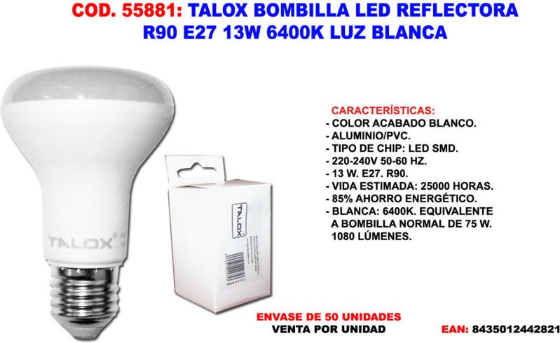 Talox R90 E27 13W 6400K Weißlicht-LED-Reflektorlampe