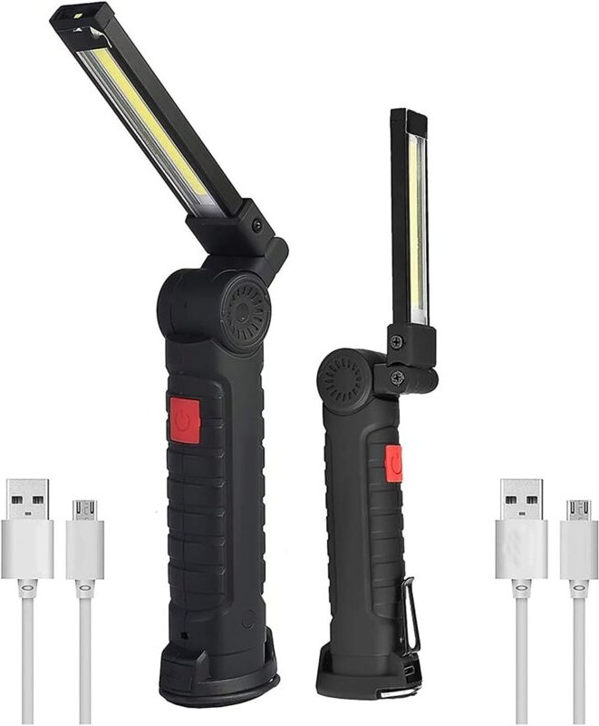 COB-Arbeitsleuchte, tragbare, wiederaufladbare LED-Taschenlampe mit Magnetfuß, 5800 lm, Weiß-/Rotlichtmodi, Campinglampe...