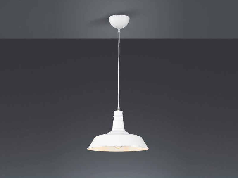 Reality Leuchten - Retro led Pendelleuchte Lampenschirm Metall Weiß, ø 36cm