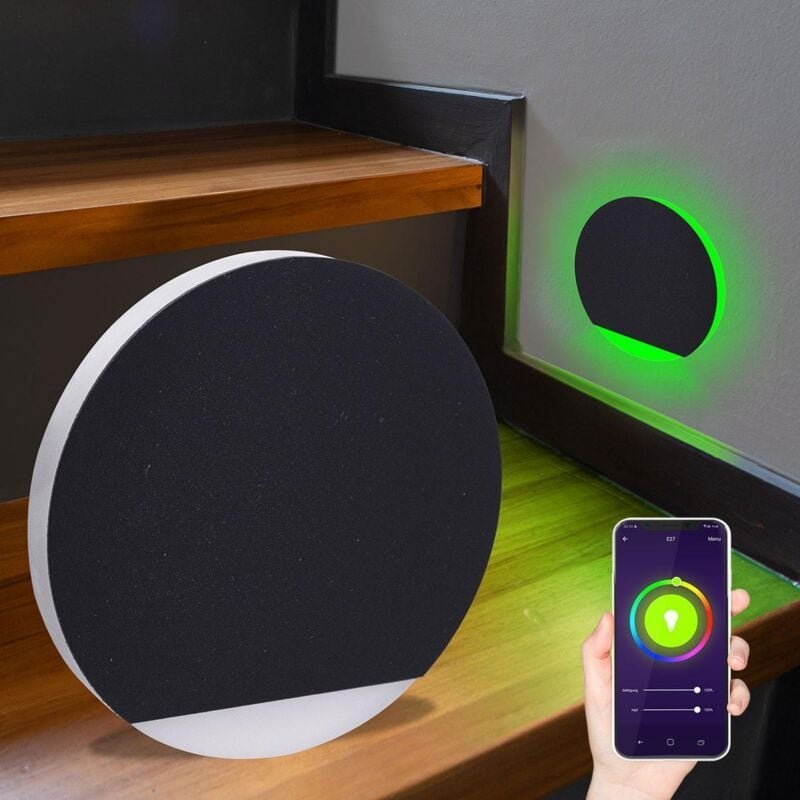 LED Treppenleuchte rund schwarz - Lichtfarbe: Smart Tuya RGB CCT 3W - Lichtaustritt: Orbis