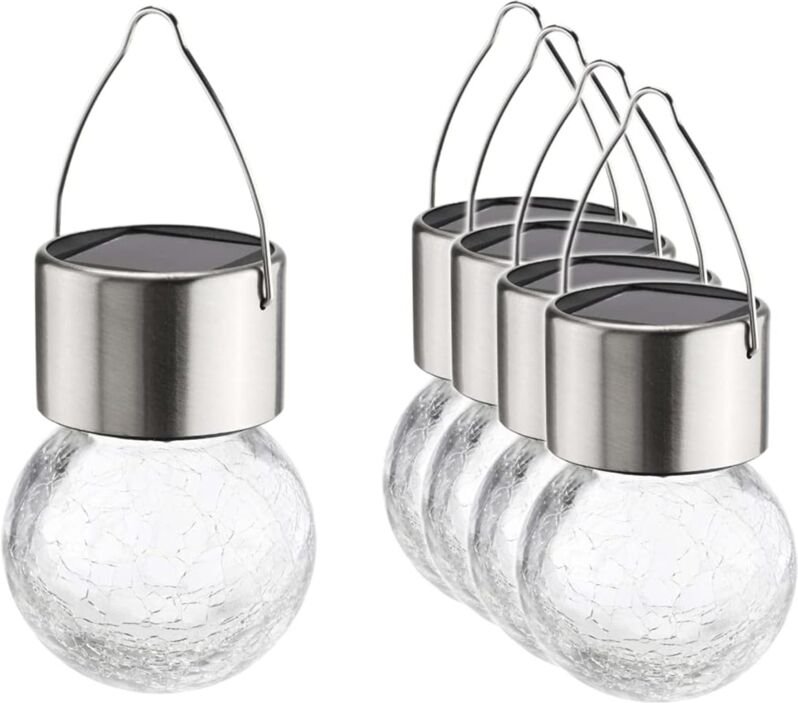 Thumbnail - HAUSHALT INTERNATIONAL 70311 Solar-Hängelampe mit Crackle Glas, 5er Set