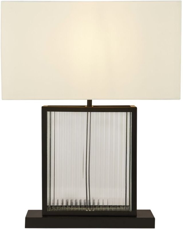 Licht-erlebnisse - Tischleuchte Metall Stoff E27 53 cm Schwarz matt Weiß eckig Art Déco Nachttischleuchte