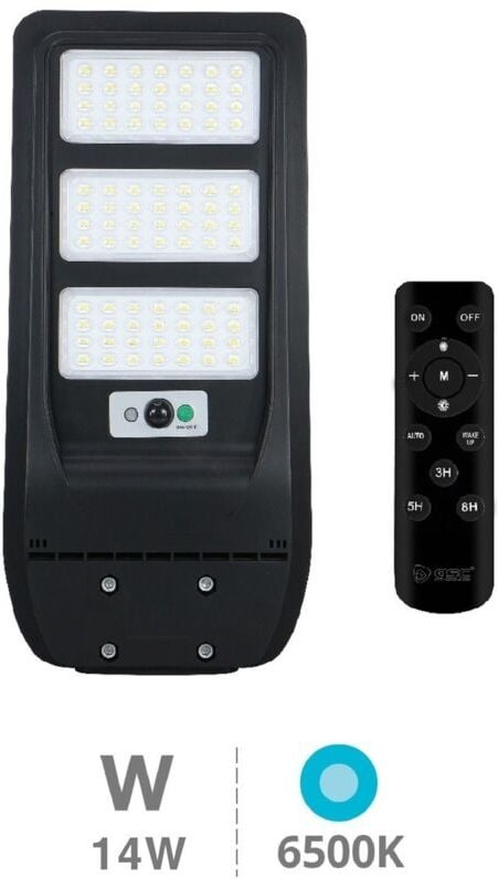 GSC - Buat led Solar Straßenlaterne mit Bewegungs- und Dämmerungssensor 14W 6500K IP65