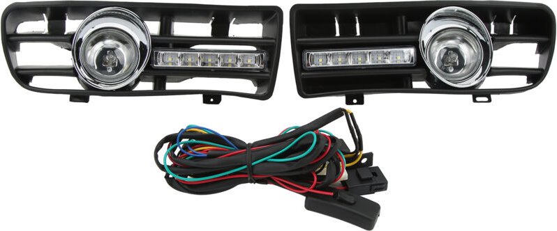 Tihebeyan 2 Stück Nebelscheinwerfer, mit einem Paar LED-Kühlergrill-Tagfahrlichter für 97-06 TDI MK4 mit wasserdichtem D...