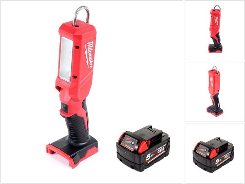Milwaukee - M18 IL-501 Akku Inspektionsleuchte mit 300 Lumen Solo + 1x 5,0 Ah Akku
