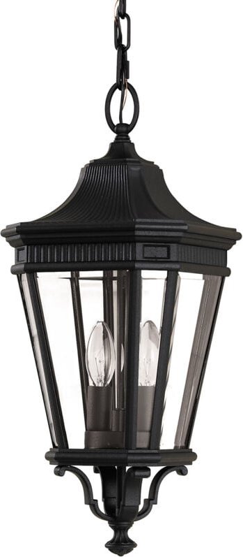 Cotswold Lane - 2 leichte mittelgroße Deckenleuchte für den Außenbereich Schwarz, E14 - Elstead