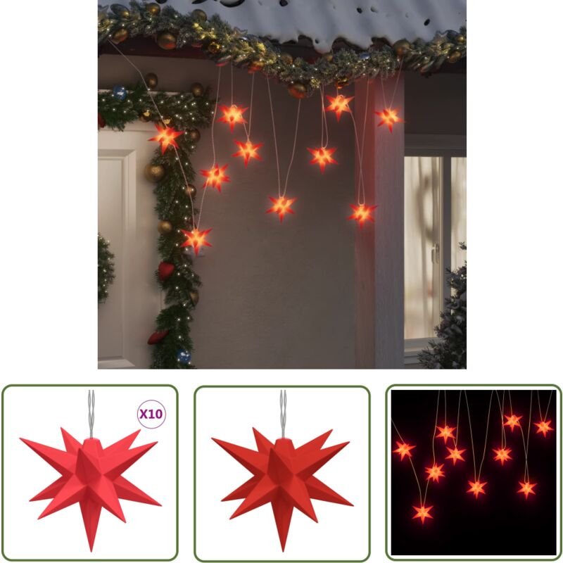 Thumbnail - LED-Weihnachtssterne 10 Stk. Rot 10 cm - led Sterne - Weihnachtsdeko - Sternlicht - Lichterkette - Outdoor Beleuchtung -...