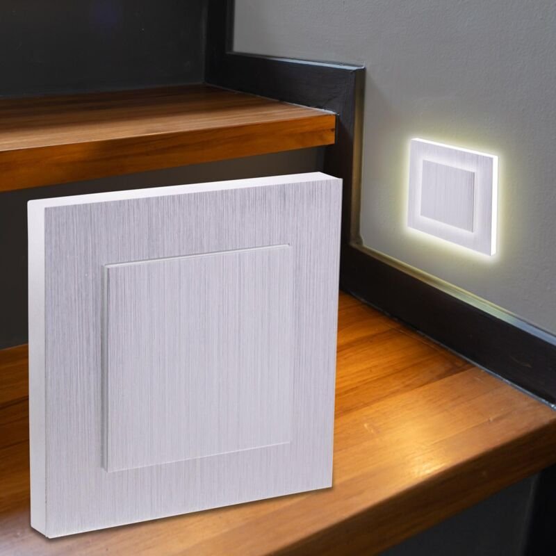 LED Treppenleuchte eckig Alu-gebürstet - Lichtfarbe: CCT 1,5W - Lichtaustritt: Doppio