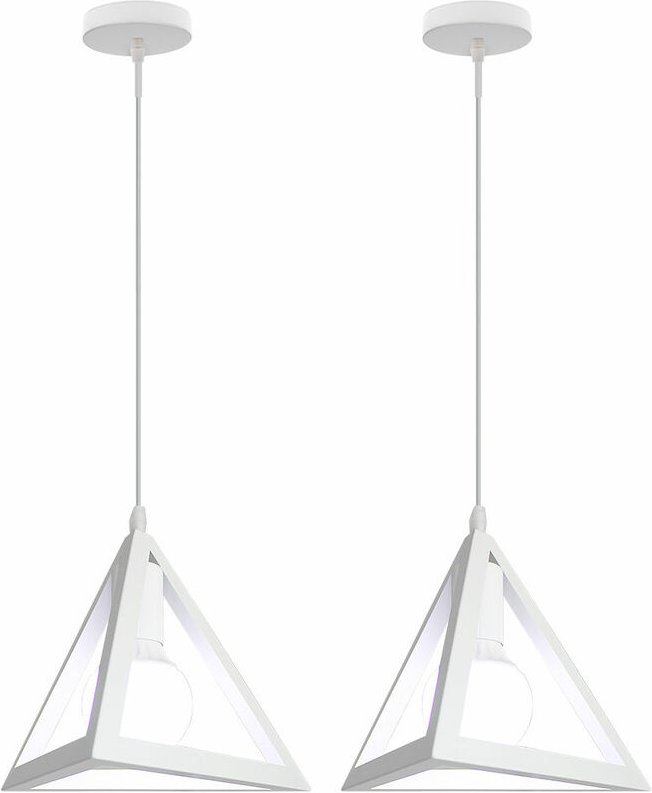 Axhup - 2er Pendelleuchte Dreieck, Kreative Kronleuchter im Industri Stil, Hängelampe mit Metall Käfig E27 Lampenfassung...