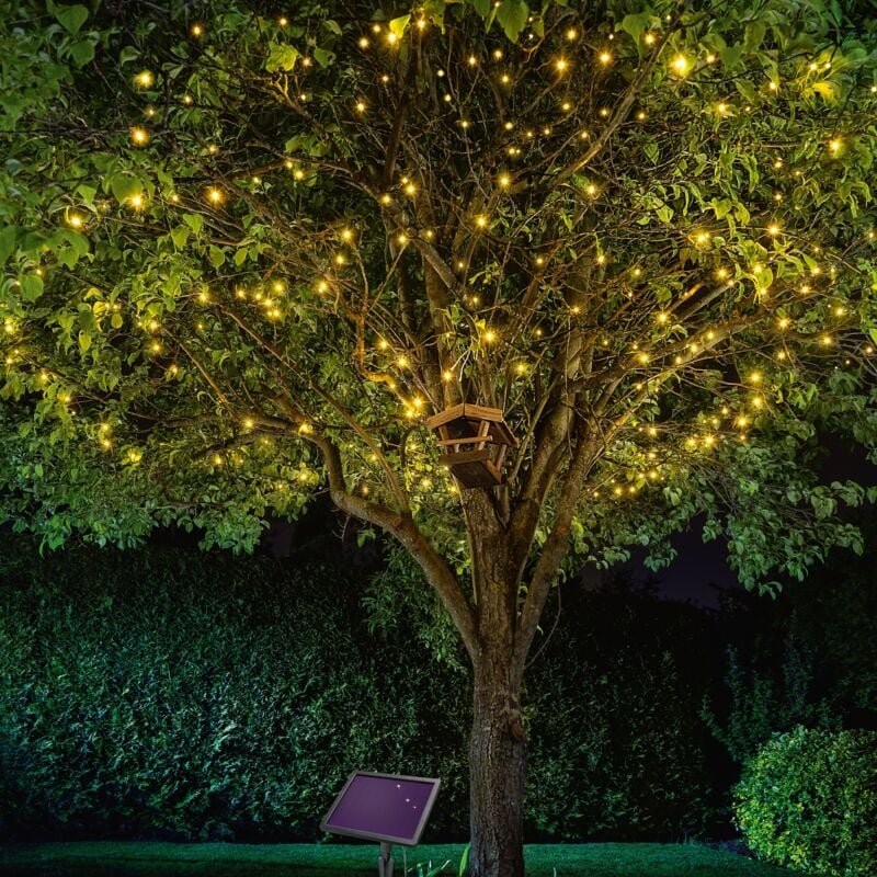esotec Solar Lichterkette mit 200 warmweißen LEDs wetterfest 102570