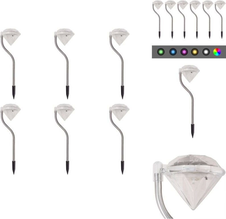 LED-Solarleuchten 6 Stk. 9x7,8x29,5 cm - Solarleuchte - Gartenleuchte - Außeleuchte - LED-Lampe - Sonnenenergie