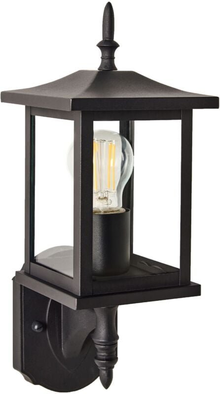 Außenwandleuchte Schwarz Metall und Glas 40 cm Laternen-Optik IP44 Modern Außenleuchte Beleuchtung für Außen Draußen Ter...