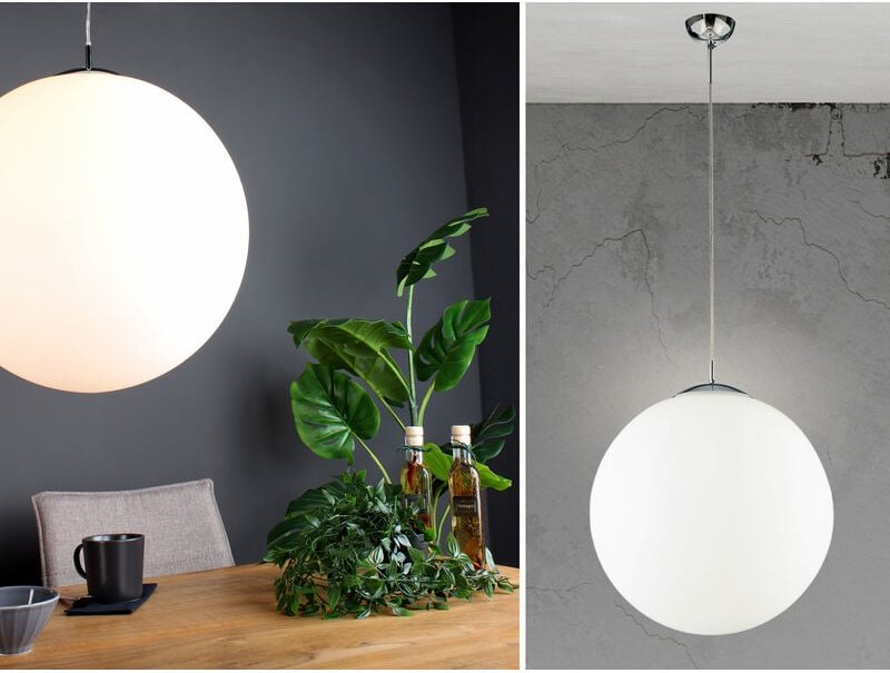 Led Pendelleuchte 1 flammig Glaskugel Weiß satiniert, ø 45cm