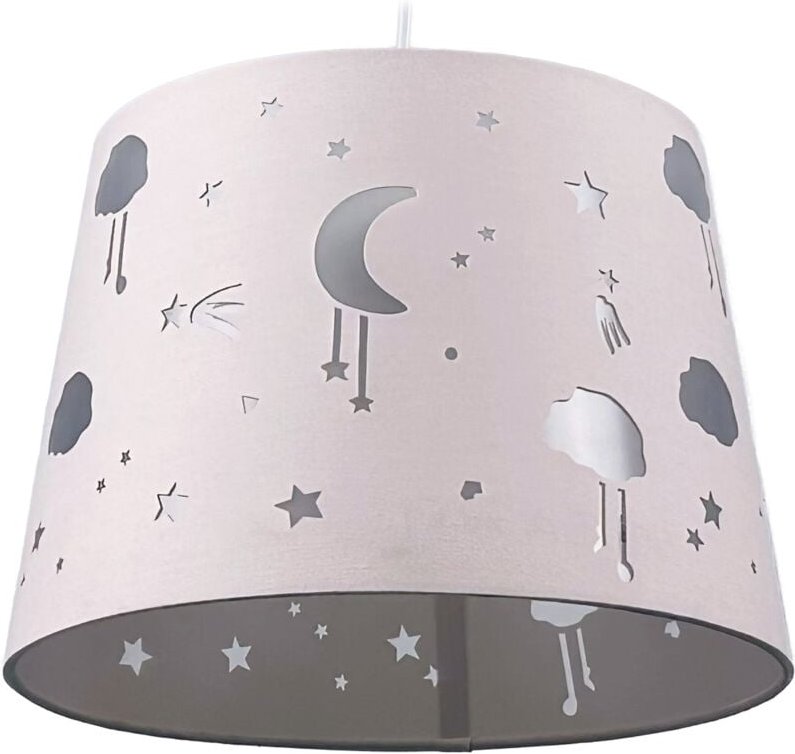 Relaxdays Hängelampe Kinderzimmer, Abendhimmel, HxD: 119 x 27 cm, Pendellampe für Mädchen & Junge, Kinderlampe, rosa