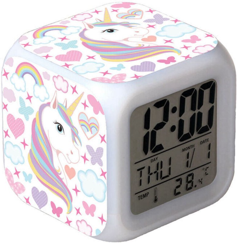 Odipie - Einhorn Wecker für Kinder, Nachtlicht Wecker Mädchen Digitaler Wecker Kein Ticken Wecker für Schulanfänger,