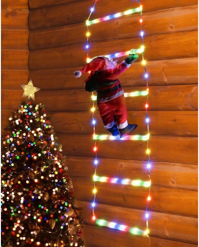 Beleuchtete Weihnachtsleiter, Steckernetzteil, 3 m, Dekorative LED-Weihnachtsbeleuchtung, Stimmungsbeleuchtung für den A...