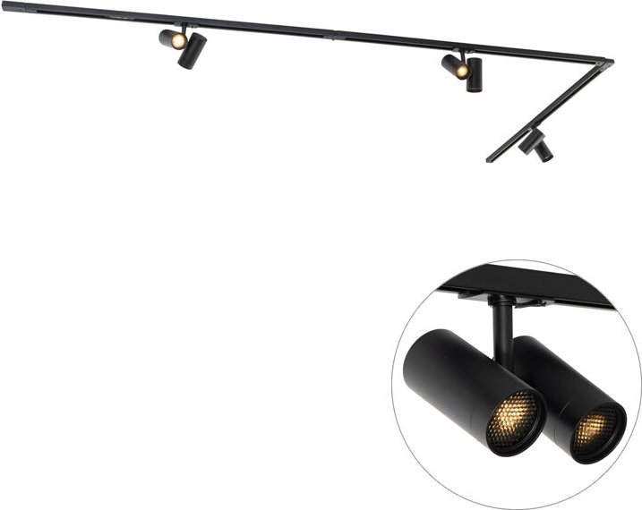 Modernes Schienensystem mit 3 Strahlern schwarz 1-phasig - Iconic Scopio