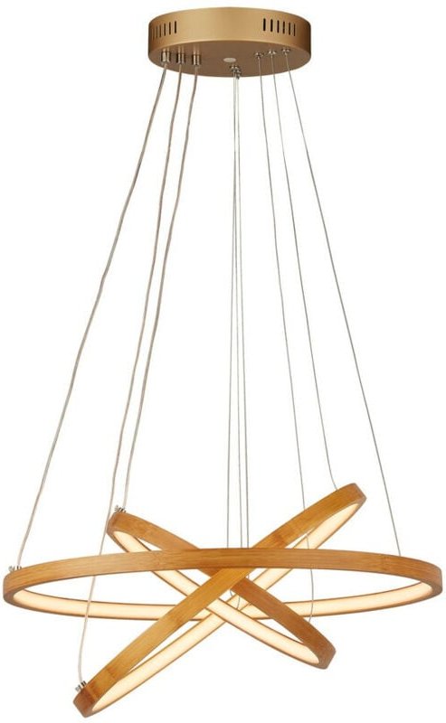 Searchlight Eternity LED-Deckenpendel aus natürlichem Bambus und goldenem Metall