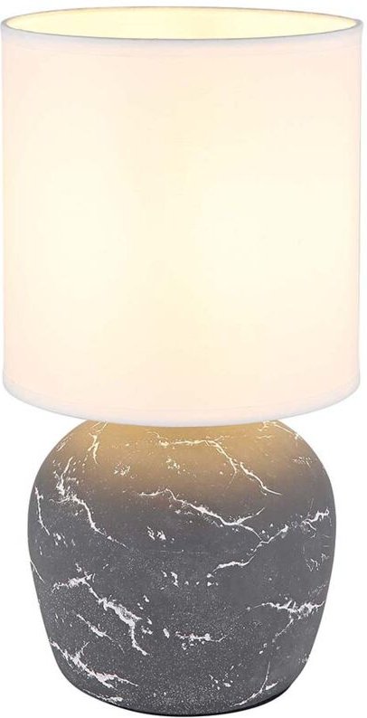 Globo Lighting - Tischleuchte Nachttischleuchte Tischlampe Keramik grau weiß Textil h 31,5 cm