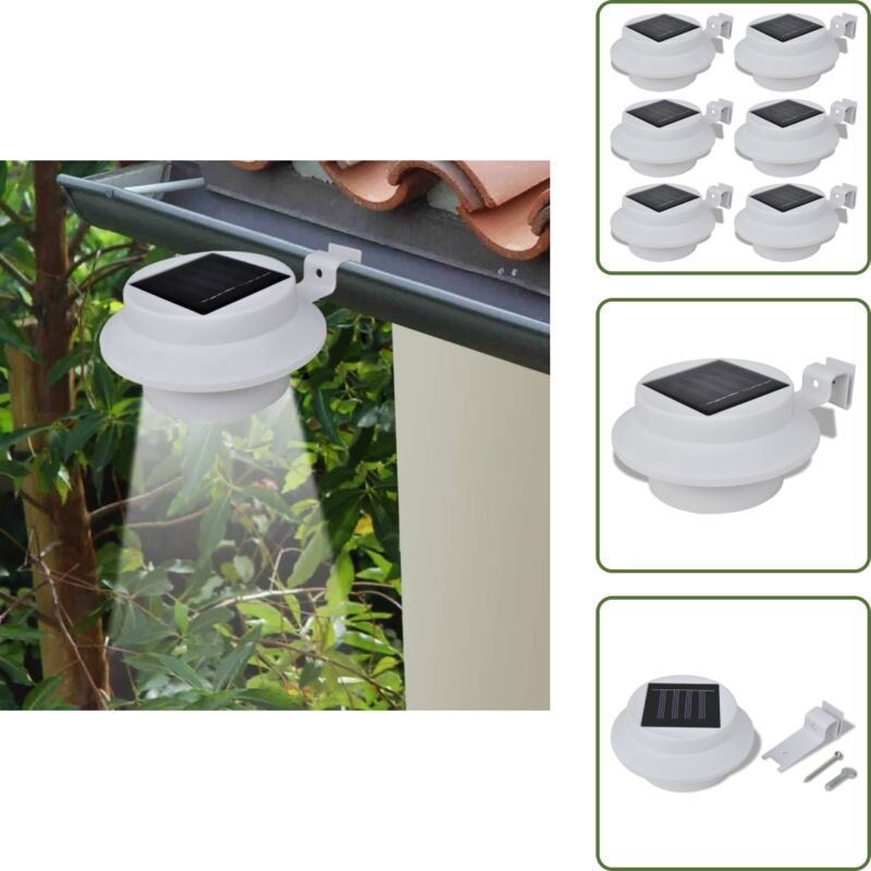 Vidaxl - 6x Außenlampe Sonnenlichtset Zaunlicht Dachrinne-Licht weiß - led Solarleuchte - Gartenbeleuchtung - Außenschei...