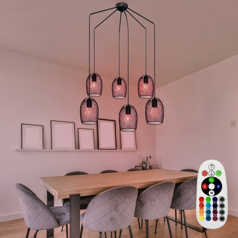 Thumbnail - Etc-shop - Geflecht Pendel Decken Lampe dimmbar Wohn Zimmer Fernbedienung Leuchte im Set inkl. rgb led Leuchtmittel