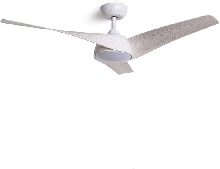 Techbrey - Deckenventilator Lautlos Eubea 132cm DC-Motor Weißes Holz cct Mit Licht, Wandschalter + Fernbedienung, Wifi: ...