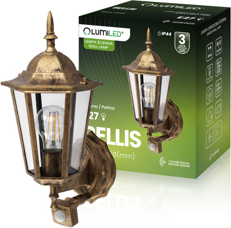 BELLIS LUMILED LED-Außenwandleuchte E27 mit Bewegungsmelder