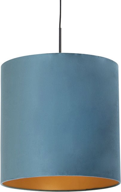 Hängelampe mit Veloursschirm blau mit Gold 40 cm - Combi