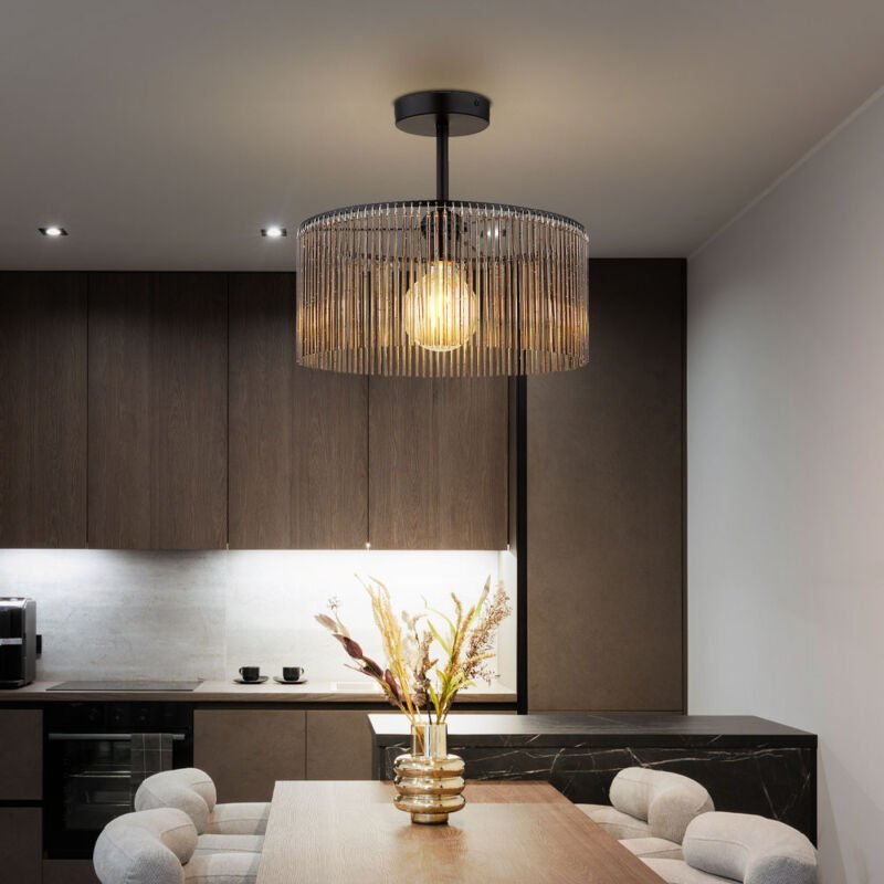 Led Deckenlampe schwarz matt Wohnzimmerlampe Deckenleuchte Esszimmerlampe rauchfarben, Metall Acryl, 7W 806lm warmweiß, ...