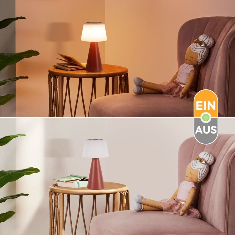 Tischlampe Akku Nachttischlampe led 2ER- 3600mhA Kabellos Tischleuchte Touch Dimmbar Lampe mit usb Aufladbar Rot Batteri...