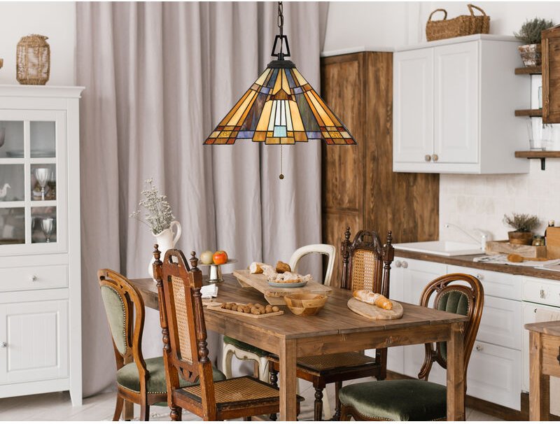 Led Pendelleuchte im Tiffany Design mit buntem Echtglas 3-flammig, ø 43cm