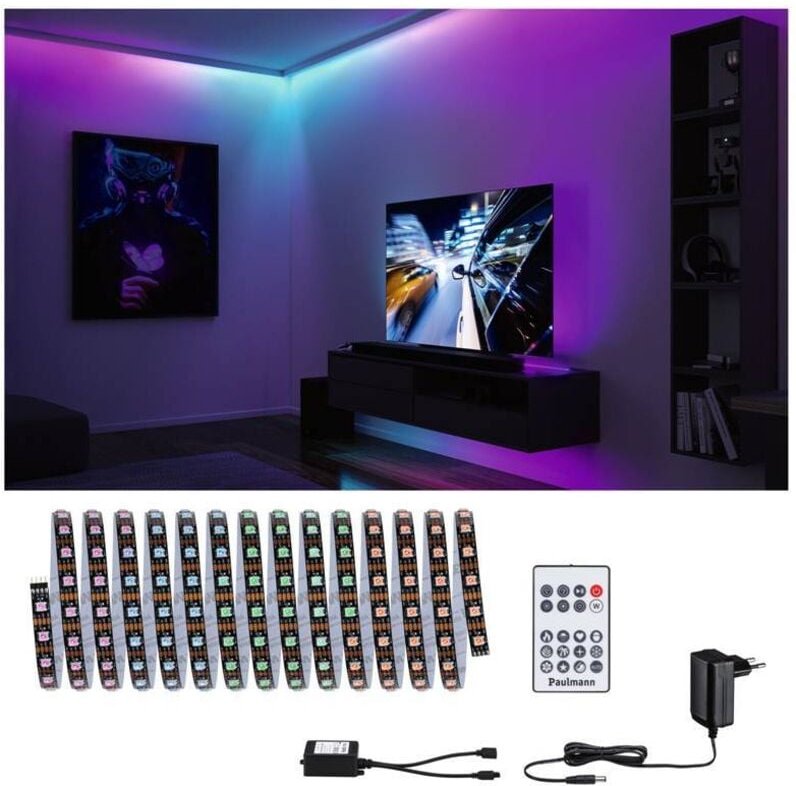 Paulmann Entertain LED Stripe Dynamic Rainbow Komplettset 5m RGB kürzbar LED Stripe