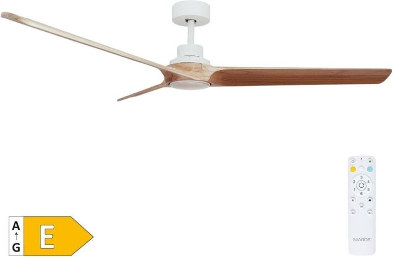 EDM - Deckenventilator 'Fratello' mit dimmbarem LED-Licht und Fernbedienung (38W 3CCT 1534lm) in Weiß und Holzoptik