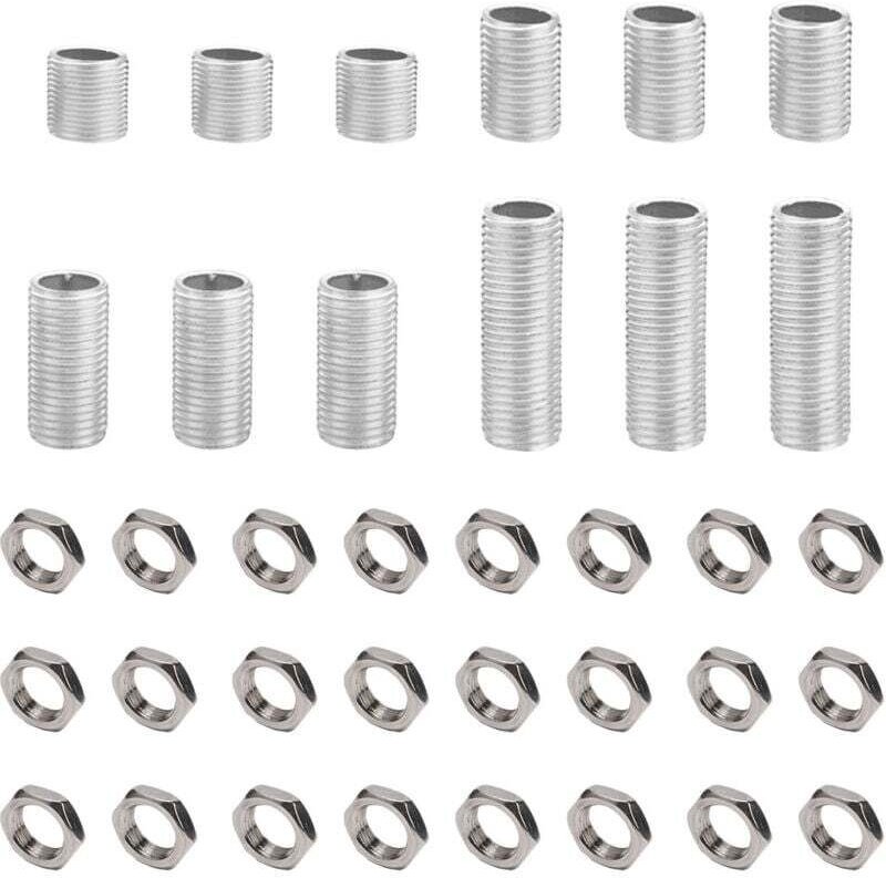 Thumbnail - 36 Stück Lampenrohrverschraubungen mit M10-Endkappen, 2 cm, 3 cm, 4 cm, 5 cm Länge und M10-Muttern, verzinkt