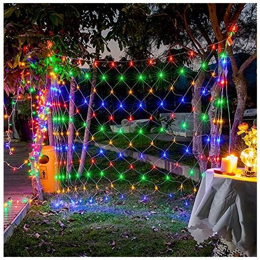 LED Lichternetz 6x4m 480LEDs Lichterkettennetz RGB Lichtervorhang mit 8 Modi Stecker Lichterkette Dunkelgrüne Lichtlinie...