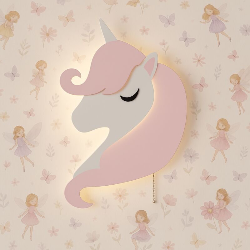 Luz nocturna LED de unicornio y poni - Montaje en pared para habitación infantil