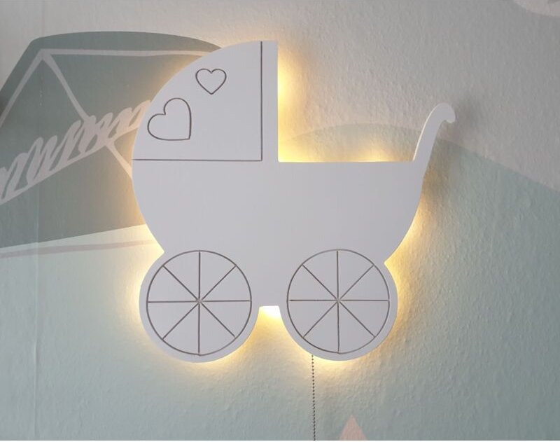 Luz nocturna LED para cochecito que funciona con pilas