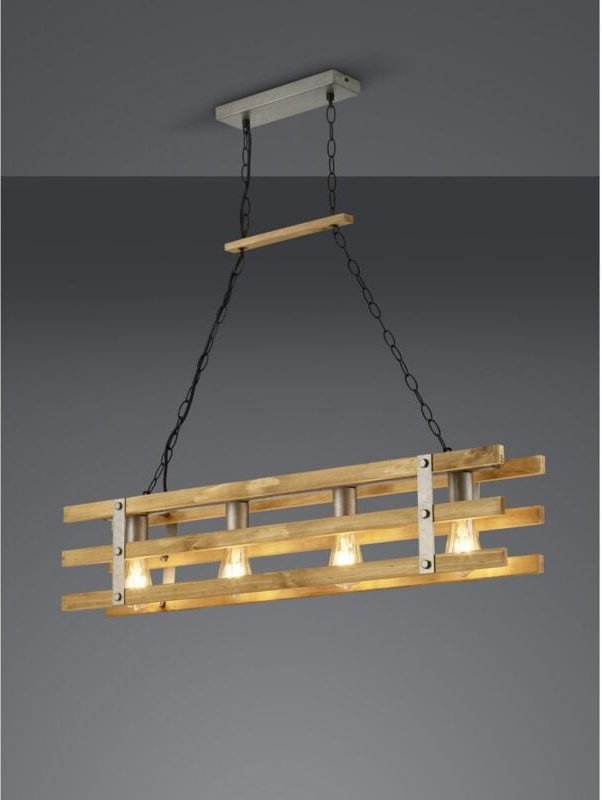 Kronleuchter Holz Rustikales Design Khan 4 Lichter Trio Beleuchtung