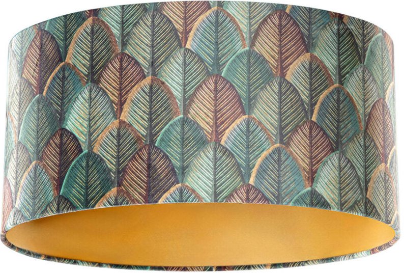 Samtlampenschirm Blattdesign mit goldener Innenseite oval 50/33/25