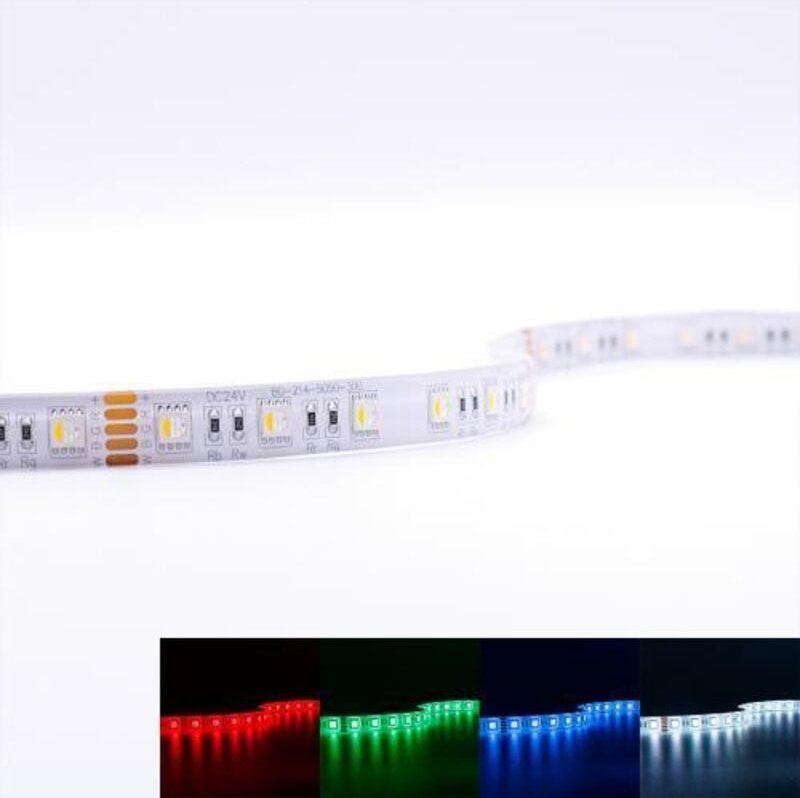 Strip 24V LED Streifen 5M 12W/m 60LED/m 12mm Farbwechsel - Lichtfarbe: RGB+4000K - Schutzart: IP65