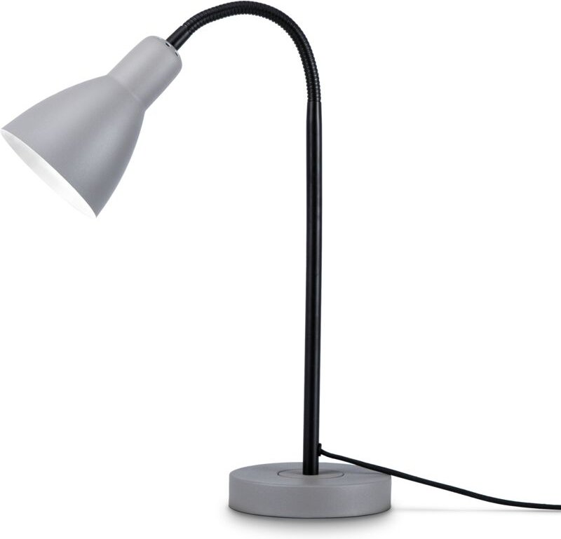 Paco Home LED Lampe Tischlampe Deko Tischleuchte Schreibtischlampe Arbeitszimmer Büro E27 Schwarz 5, Tischleuchte Grau