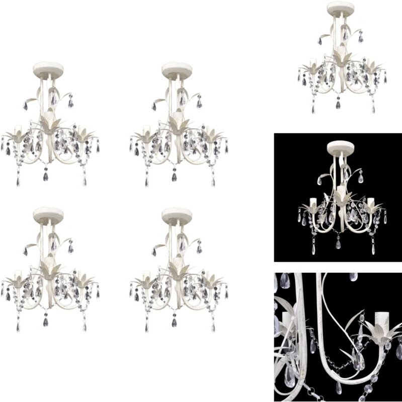 Thumbnail - Kronleuchter - Living Kristall-Deckenleuchte Kronleuchter 4 Stk. Elegantes Weiß - Weiß