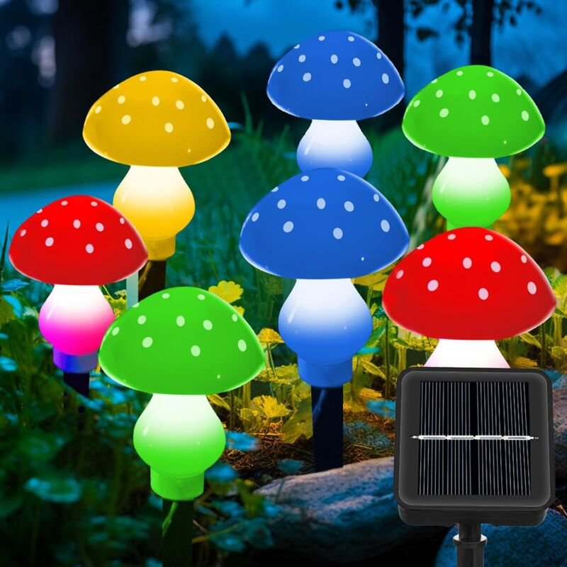 Solar-Lichterkette für den Garten, 8 Stück Solar-Pilzlichter, IP65 wasserdichte dekorative Solarleuchten für den Garten ...