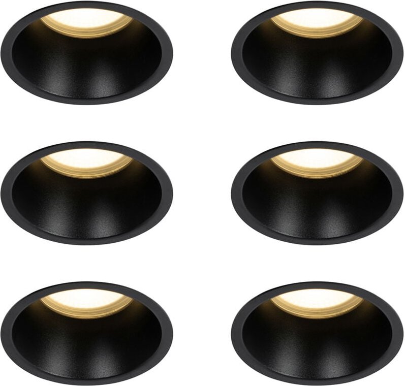Set mit 6 schwarzen Einbauleuchten GU10 70 mm IP44 - Dept