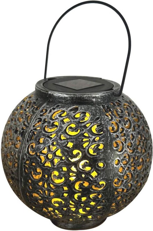 KesTek Solar Laterne Kugelleuchte Gartenlaterne 18 x 17 cm mit Griff und Akku