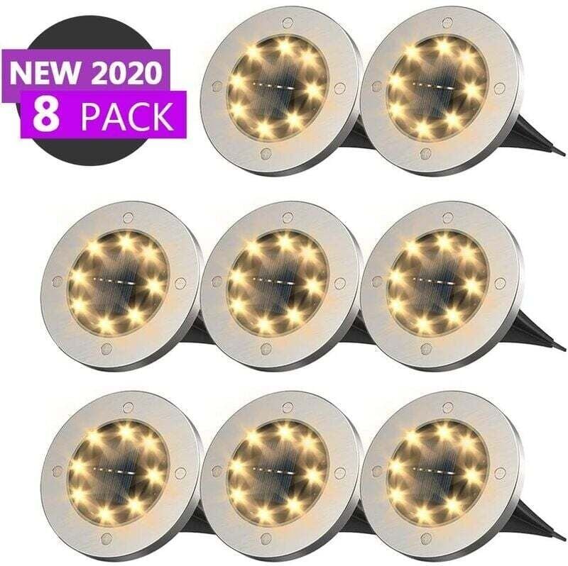 8-teiliger LED-Solarstrahler – Bodenleuchte – Zaunleuchte, wasserdichte LED-Leuchten (8 Stück warmweiß)