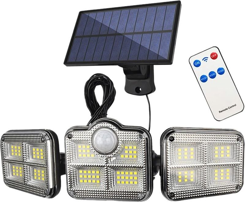 360° drehbare Solar-Bewegungsmelderleuchten für den Außenbereich, IP65 wasserdicht, 122 LEDs